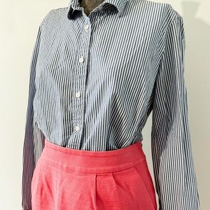 J Crew Blue/White Striped Button Down M